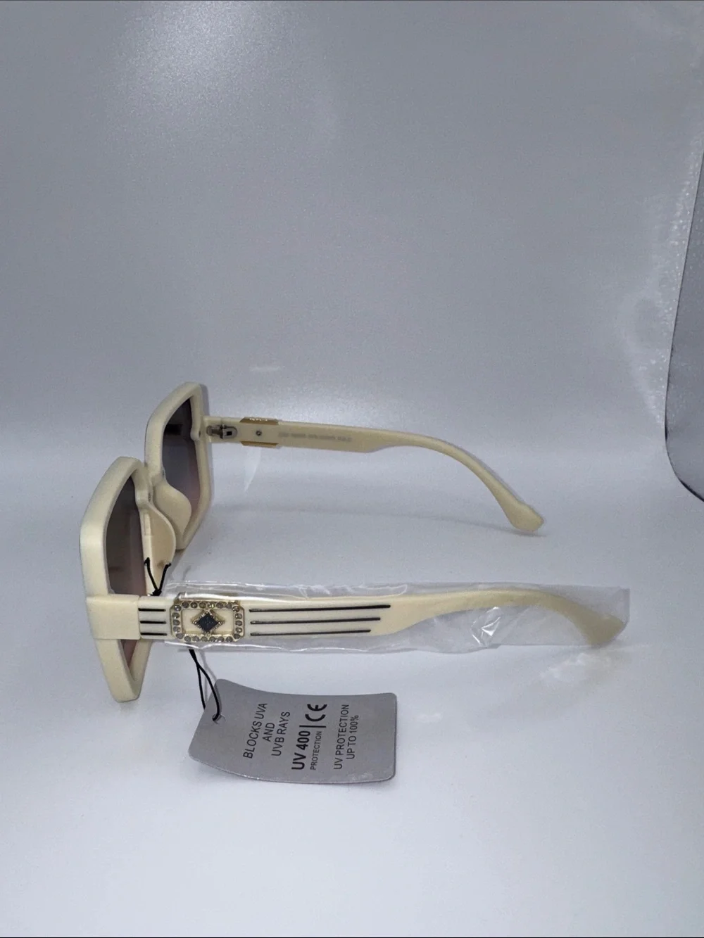 Cream Frame Gradient Brown Lens Women's Sunglasses